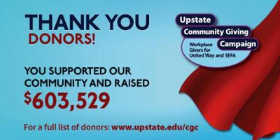 Upstate raises $603,359 for Community Giving Campaign