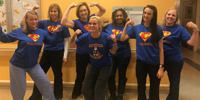 Super Hero Day at Upstate Golisano Children's Hospital found nurses and techs in the Hematology/Oncology Unit wearing appropriate attire.