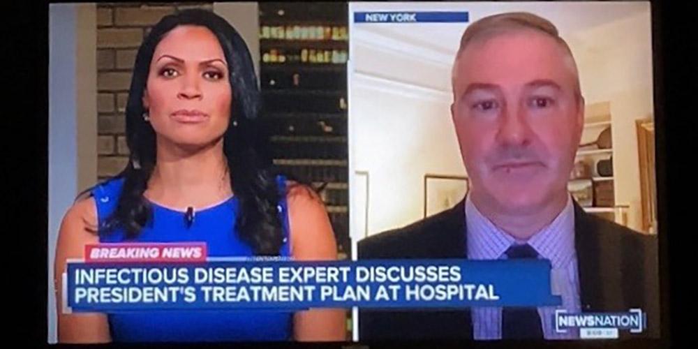 A LEADING EXPERT: Upstate's Chief of Infectious Disease Stephen Thomas, MD, speaks with anchor Nichold Berlie on the national news program NewsNation Oct. 4 about the course of treatment for President Trump, following Trump's positive COVID-19 diagnosis and admittance to Walter Reed Medical Center. Thomas was also quoted in the New York Times Oct. 4 article about the president's physician.
