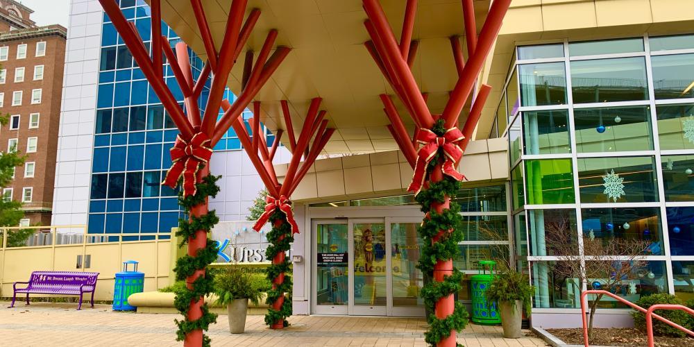 'TIS THE SEASON: The entrance to Upstate Golisano Children’s Hospital is decked out in its holiday garb.