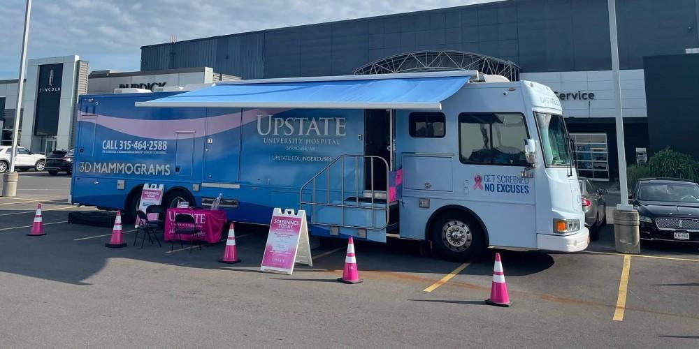 ON THE ROAD AGAIN:  Upstate’s Mammography Van on its summer tour stops at Driver’s Village for screenings. The van has provided more than 2,000 mammograms since 2019. The tour continues this summer with a stop in Oneida at the Eclectic Chic Aug. 10. Call 315-464-2588 to schedule an appointment.