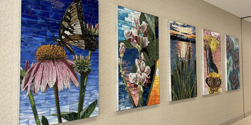 ART AND MEDICINE:  The latest art to be unveiled at the Nappi Wellness Institute are five colorful mosaics by artist Jason Middlebrook that have a home on the building’s second floor. 