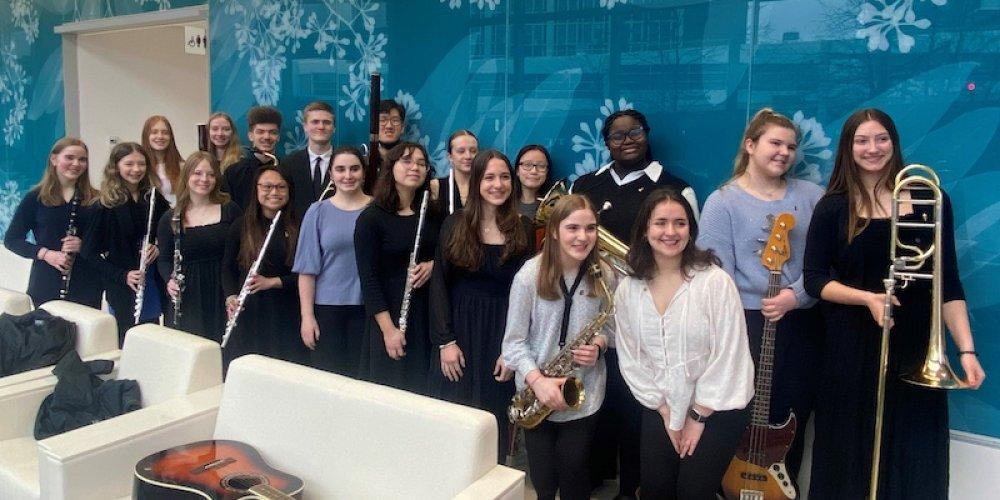 BIG BAND AT THE UPSTATE CANCER: Musicians with the West Hill High School Tri-M Music Honor Society performed at the Upstate Cancer Center during their recent Winter Break.