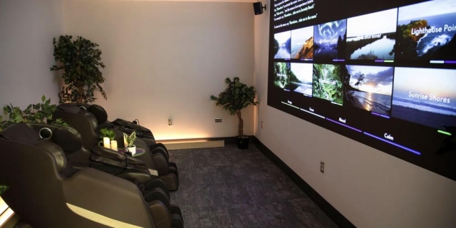 RECHARGE ROOM READY: New immersive, biophilic private space is now available at Room 2606 Upstate University Hospital for staff and students in need of a restorative boost or moment of calmness. The Recharge Room is available to employees 24/7 and include soothing music, scent, immersive visuals, lighting, and sound. Upstate Community Hospital is expected to open a Recharge Room later this fall.