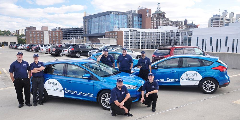 courier group on rooftop