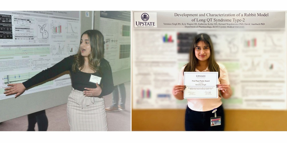Veronica presents her 1st-place-award winning poster at the Biomedical Sciences Retreat 2022
