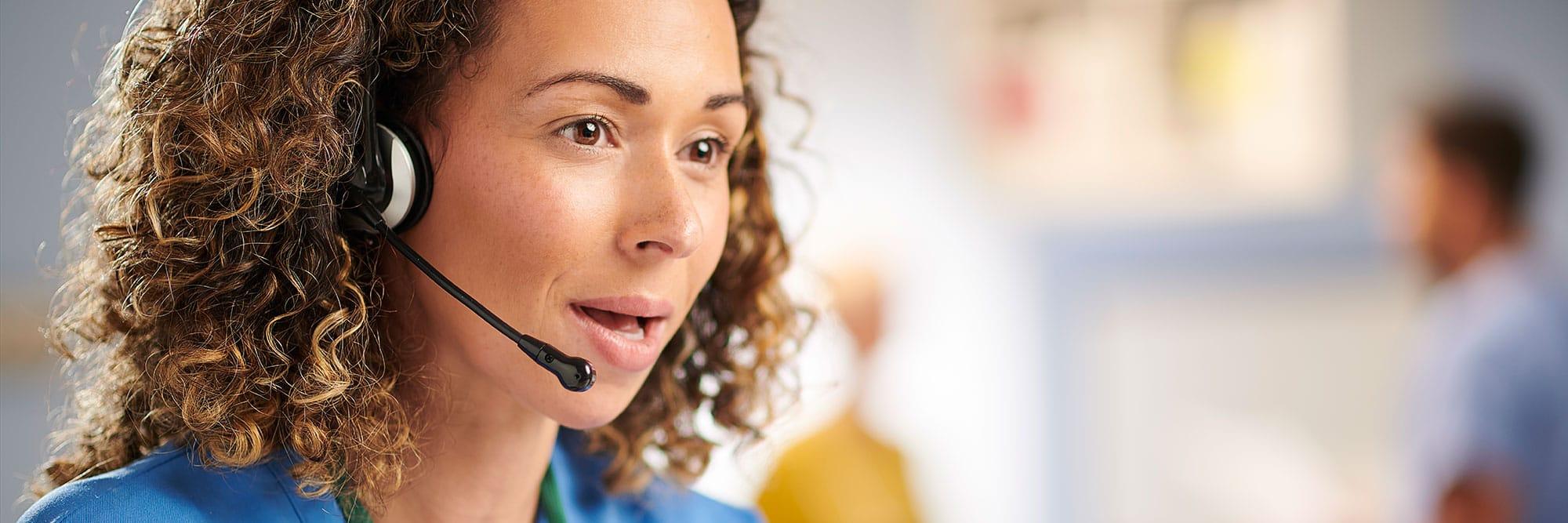Woman at Call Center on phone