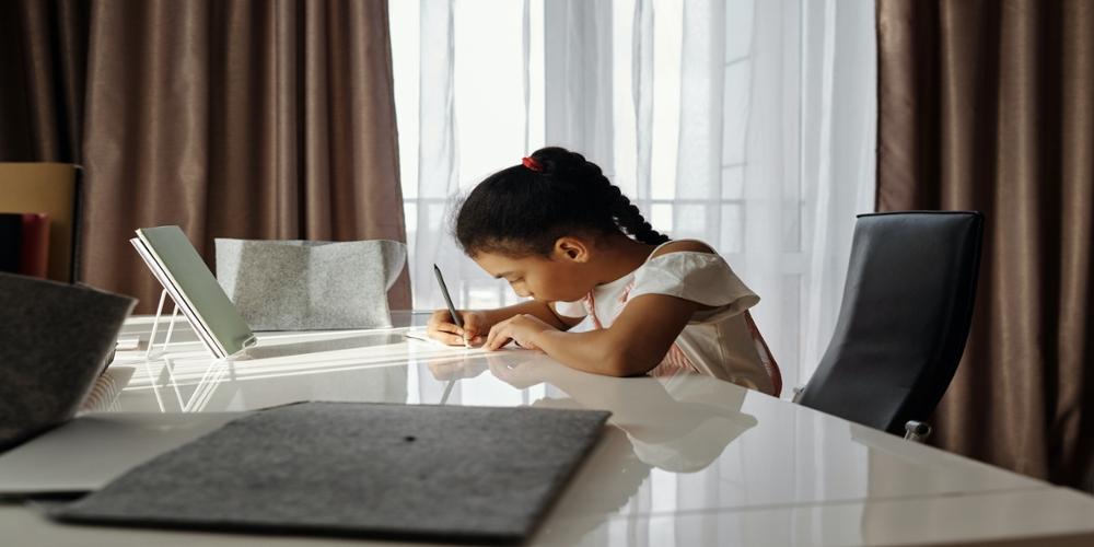 Student studying at home