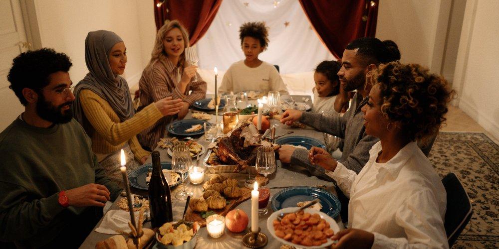 Image of friends gathering for the holidays