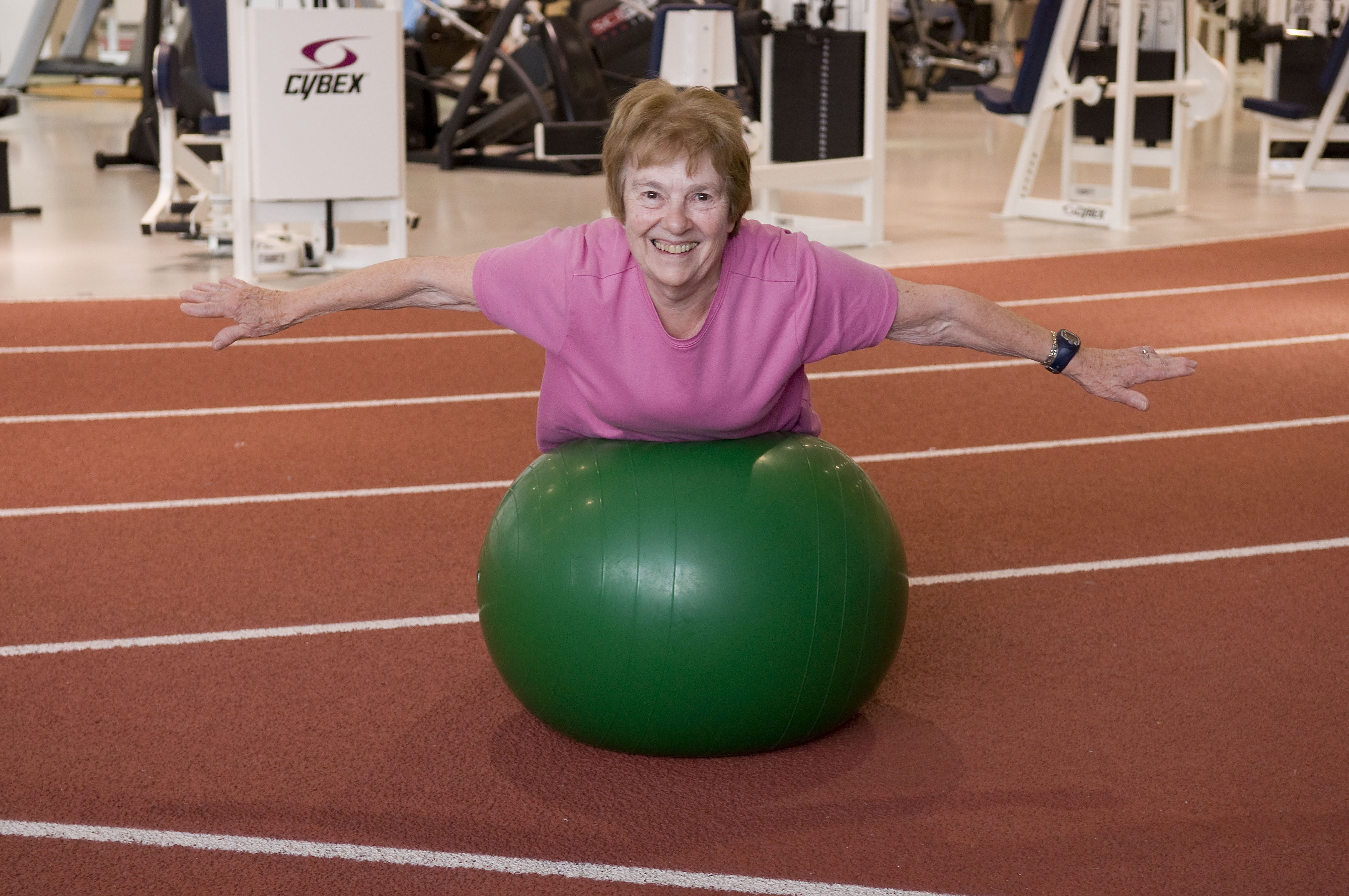 Participant on stability ball