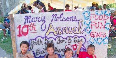 Backpacks distributed at back to school BBQ