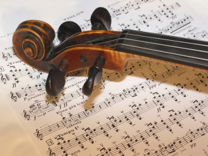 Violin with sheet music