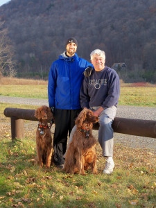 104_2688 Bernie Poiesz‘s dog, Beacon, (right) who will be 4 in May, is a cousin to Michael Poiesz‘s dog, Finnegan, who is 8 months younger.