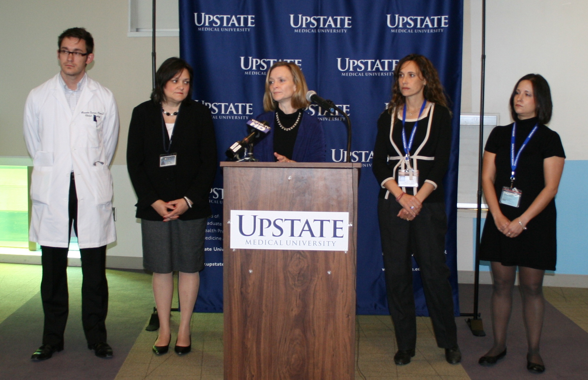IMG_3628c At the press conference this morning were Alexander Garrard MD, Michele Caliva, Cynthia Morrow MD, Christine Stork and Jeanna Marraffa.