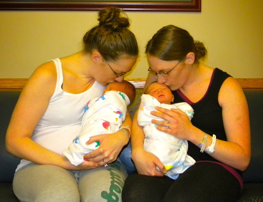 babies_3 Sarah Hager with Emmit, left, and Jessica Barnum with Ethan. Photo by Dan Cameron.