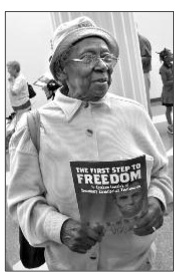 Greta Jones, 80, was among the 3,500 people who waited hours at the OnCenter to seeThe First Step of Freedom, a one-day exhibit featuring original drafts of landmark speeches. Greta waited in line to see an early draft of Lincoln‘s Emancipation Proclamation and the draft of a speech by the Rev. Dr. Martin Luther King, Jr. written on the 100th anniversary of Lincoln‘s Proclamation. Lincoln‘s speech was handwritten, with notes from William Seward, King‘s speech was typed, with his own handwritten editorial revisions.