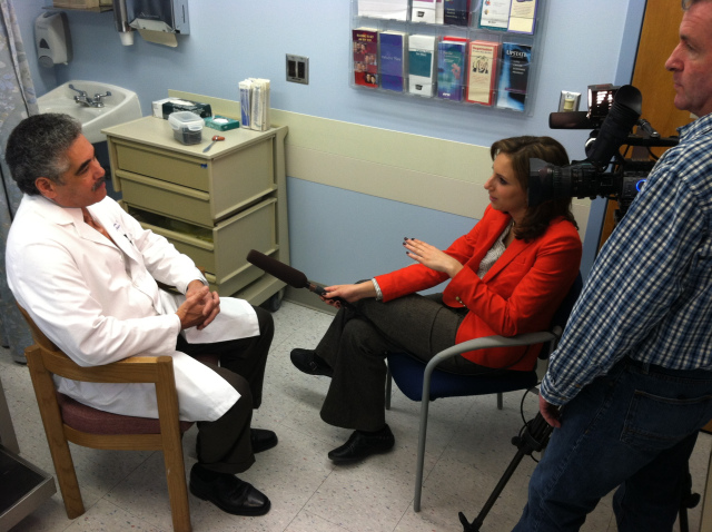 K. Bruce Simmons, MD is interviewed about the norovirus. Photo by Kathleen Paice Froio.