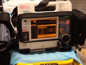 Using a grant from Excellus BlueCross BlueShield, Upstate University Hospital will buy and distribute high-tech modems that will enable heart monitors (like the one pictured) to 23 area ambulance companies so they may transmit vital information to area hospital emergency rooms.