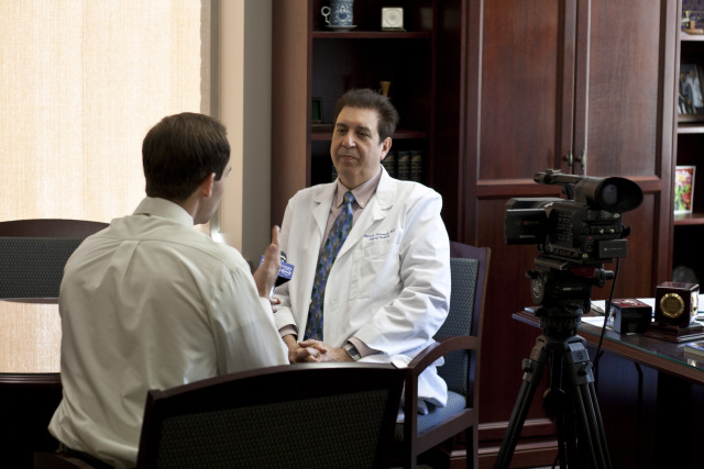 Dr. Michael Iannuzzi, MD is interviewed by CNY Central meteorologist Matt Stevens. Photo by Kathleen Paice Froio.