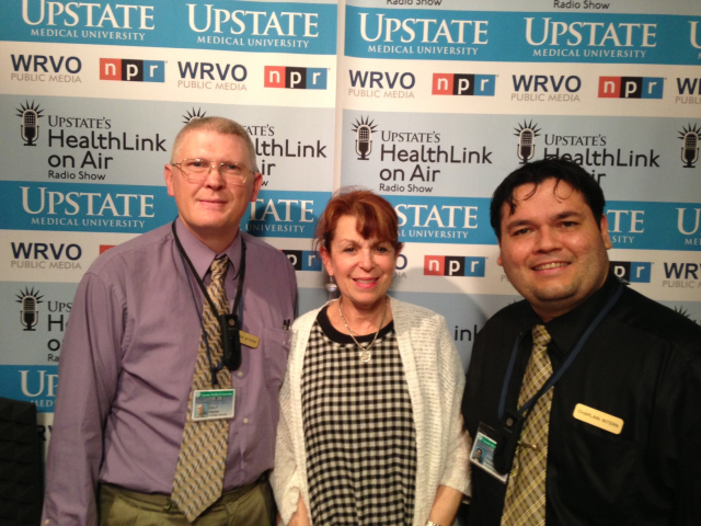 Two of the graduates of the chaplain internship progam were interviewed for Upstate's HealthLink on Air by host, Linda Cohen, center. They are