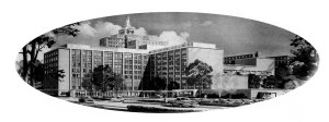 Rendering of downtown hospital, 1961. York and Sawyer, Kiff, Colean, Voss and Souder, architects.