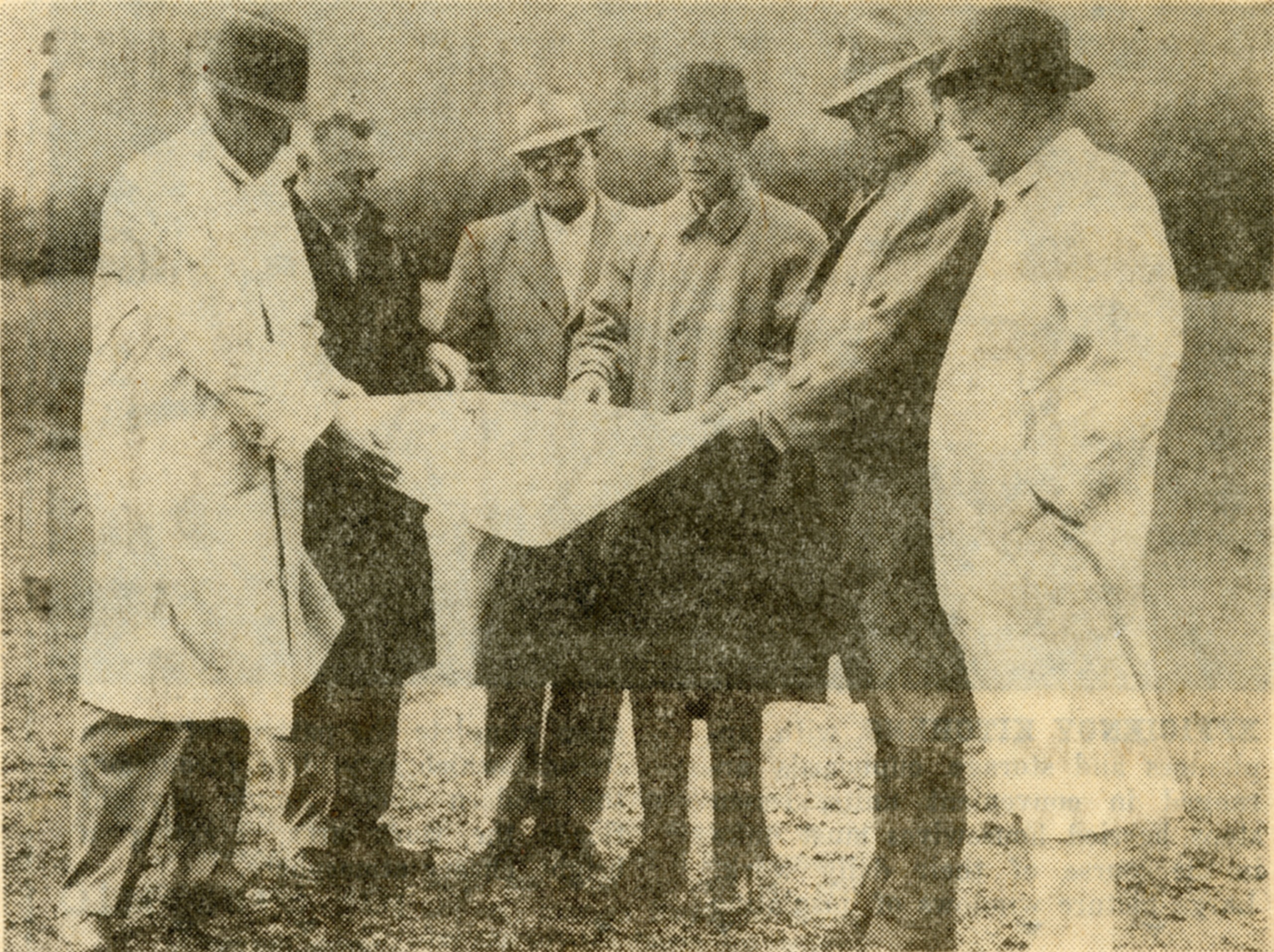 Going over tract of Onondaga County Sanatorium land as the probable site for the new Community Hospital, May 4, 1958.