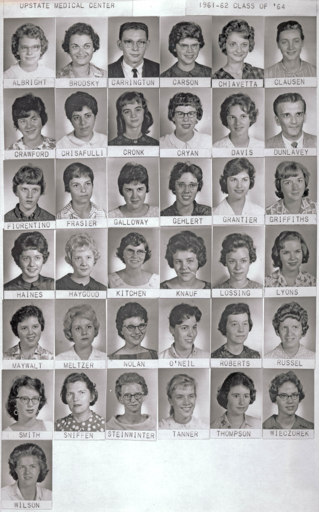 Class of 1964, Nursing Program, SUNY Upstate Medical Center (SUNY Upstate began offering associate‘s degree programs for nurses in 1959.)