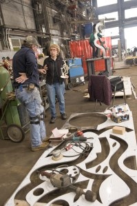 Shapes were cut from sheets of steel like dress patterns are cut from fabric. Photo by Susan Kahn.