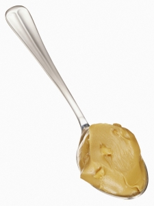 Peanut butter on spoon