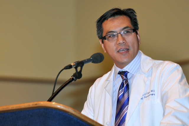 Dr. Lawrence Chin speaks during the 2013 White Coat Ceremony. Photo by William Mueller.