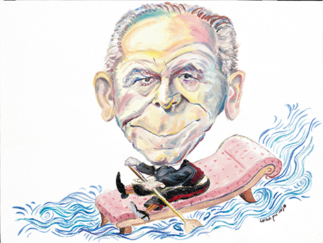 This illustration — showing Dr. Szasz paddling a over stormy seas, sums up his effect of the world of psychiatry.