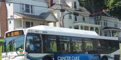 Bus banners promote Upstate missions of care, research, education