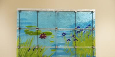 Glass mural of pond inspires serenity at Upstate Cancer Center