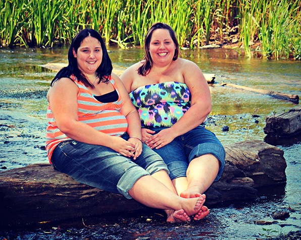 Sisters Cherica and Nicole Hoistion before bariatric surgery.