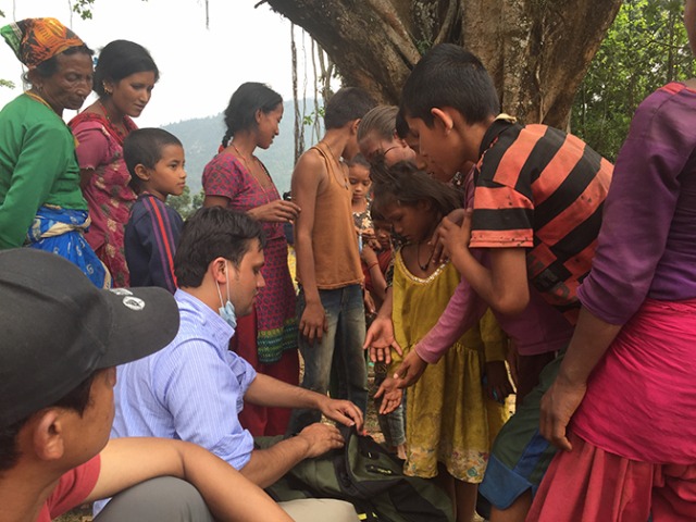 Subedi helps survivors in Majhigaun, a village in northwestern Nepal. The Upstate doctor said he hopes to return to Nepal to help with the rebuilding effort. (PHOTO COURTESY OF DINESH SUBEDI, MD)