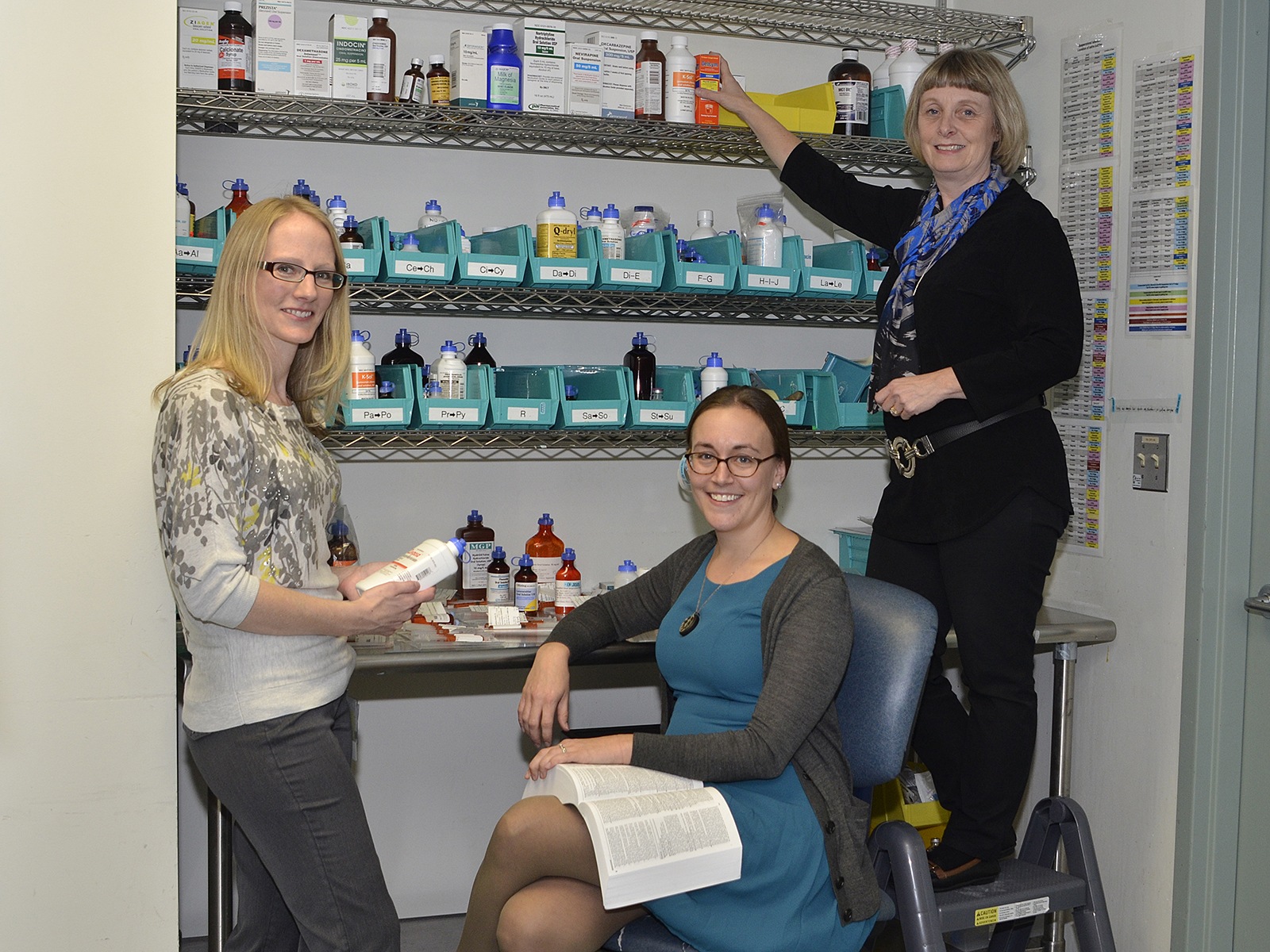 Pediatric pharmacists Kelly Steidl, Jeni Burgess and Meg Anderson. (PHOTO BY DEBBIE REXINE)