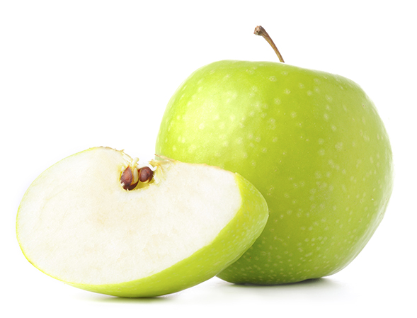 green apple and it's slice isolated on white