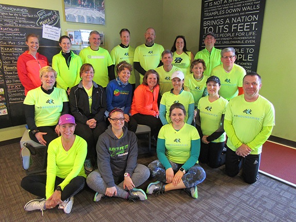 These New Boundaries coaches are working with people new to running who want to train for the 5k Paige's Butterfly Run on June 4. Training begins March 26.