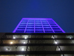 Jefferson Tower in blue light