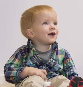 Mason Campbell, 2, of Minoa, had an operation before he was born to help lessen nerve damage from spina bifida. (PHOTO BY SUSAN KAHN)