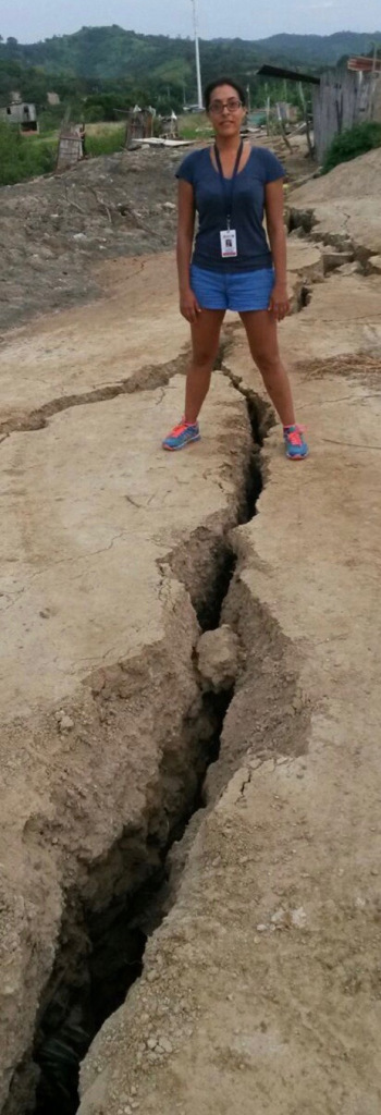 Anna Stewart Ibarra, PhD, in the midst of earthquake damage. (PHOTOS PROVIDED BY ANNA STEWART IBARRA, PhD)