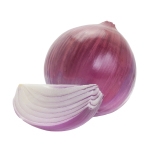 Large red onion isolated on white background