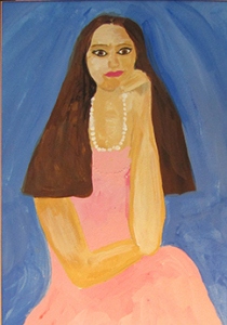 Shelly's self-portrait at age 12, before she got sick and lost her hair.