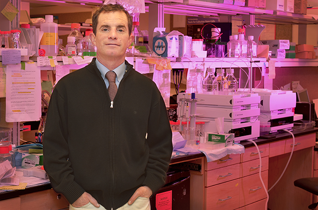 William Kerr, PhD, in his lab at Upstate. (PHOTO BY WILLIAM MUELLER)
