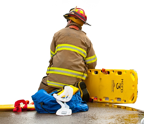 (FIREFIGHTER PHOTO BY ROBERT MESCAVAGE)