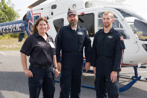 Paramedic Pamela Jones with flight nurse Rod Kester and flight paramedic Jeff Simons.