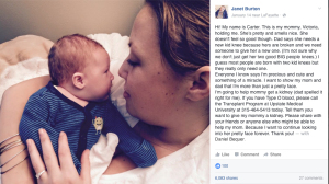 The Facebook post that inspired Adams to donate her kidney to a mother who was a stranger.