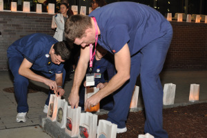Luminaries decorated the front of the Upstate Cancer Center during the vigil.
