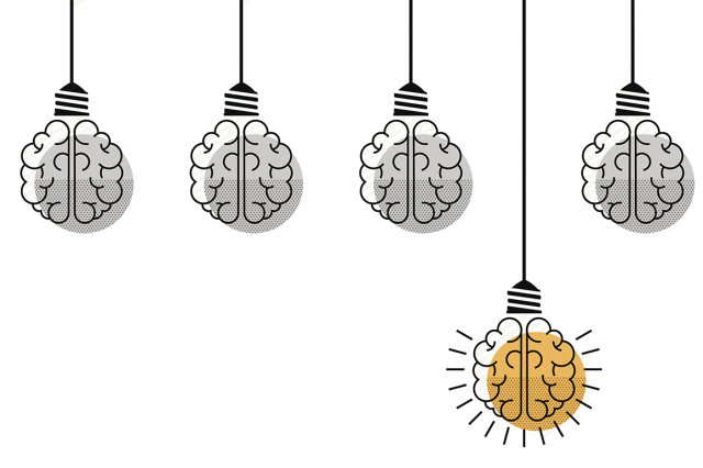 cartoon of brains as lightbulbs
