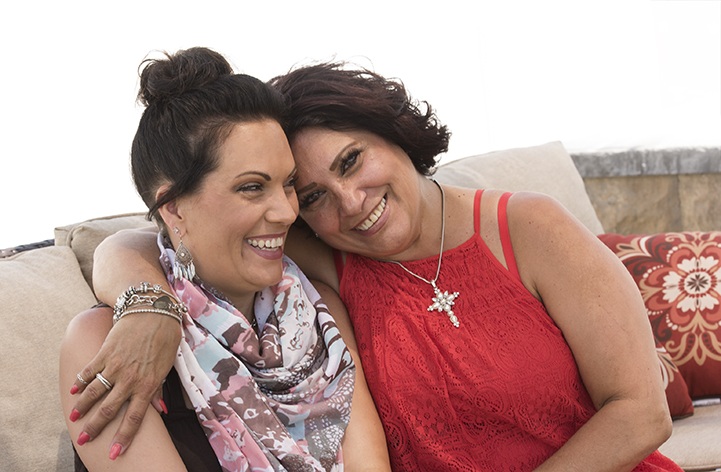 Amy Scullion, a graduate of Upstate's College of Nursing, shares a laugh with her mother, Darlene Barbato. Both are longtime lung cancer survivors. (PHOTO BY SUSAN KAHN)